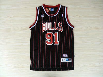 Maillot De Basket Chicago Bulls Dennis Rodman 91 Eyed Engrener Fan Version Noir Rouge